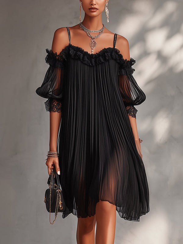 Vittoria · Vestido Corto de Gasa con Encaje