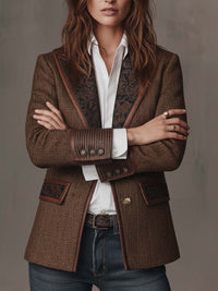Gisèle | Blazer con paneles estampados de espiga