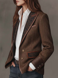Gisèle | Blazer con paneles estampados de espiga