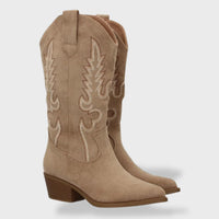 Botas Cowboy Bordado Ante Mujer