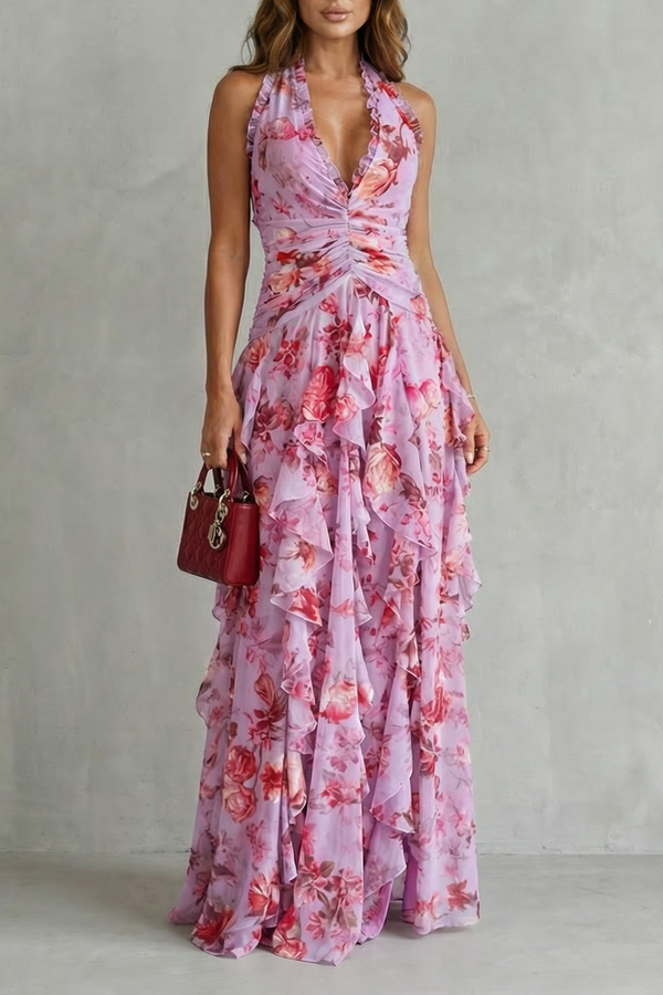 Belladina · Vestido Largo con Cascada de Rosas