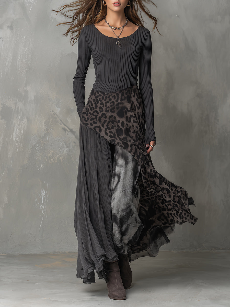 Martina · Vestido Largo Boho de Estampado Leopardo