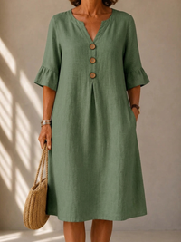 Charlotte · Vestido con Botones y Pliegue Hueco