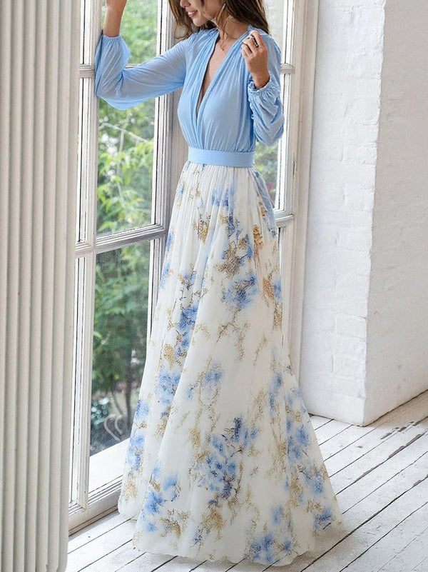Pénélope · Vestido Largo Floral Azul