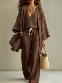Blandine · Conjunto Homewear de Tres Piezas en Lino