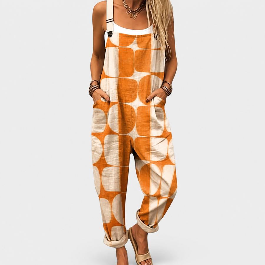 Ximena · Peto Ancho Estampado Mediterráneo con Contraste