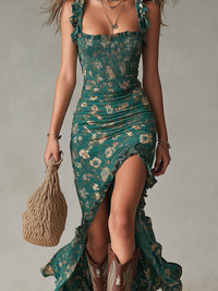 Vestido Largo Boho Retro con Abertura Lateral