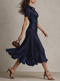 Adriana · Vestido Midi de Satén Retro con Rayas