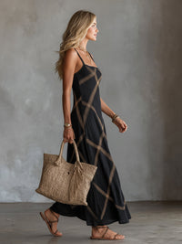 Wilhelmine | Vestido Geométrico Negro Camello