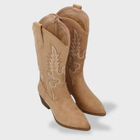 Botas Cowboy Bordado Ante Mujer