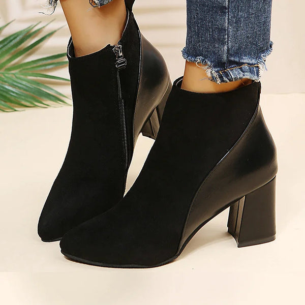 Botines patchwork chunky de punta con cremallera