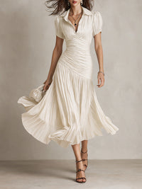 Adriana · Vestido Midi de Satén Retro con Rayas