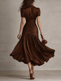Adriana · Vestido Midi de Satén Retro con Rayas