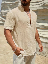 Christian · Camisa de Verano Elegante con Cuello Alto