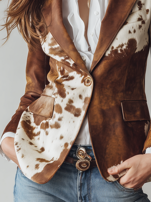 Agathe | Blazer vintage sostenible con estampado de vaca