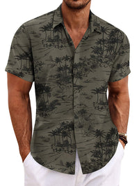 Camisa Lino Floral Diseñador Verano