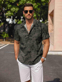 Camisa Lino Floral Diseñador Verano