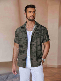 Camisa Lino Floral Diseñador Verano