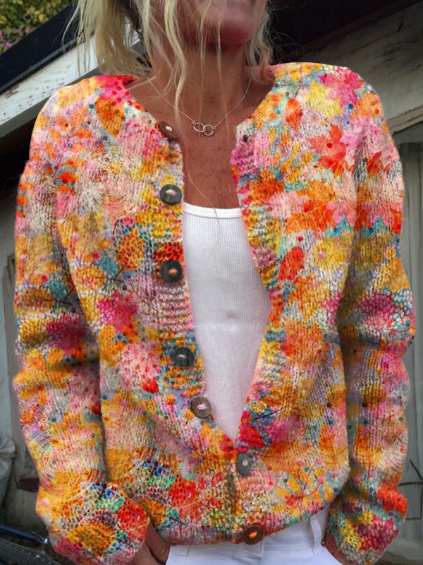 Agathe | Cárdigan de punto casual con estampado floral