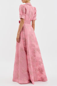 Aria · Vestido Corto de Tafetán con Mangas Abullonadas