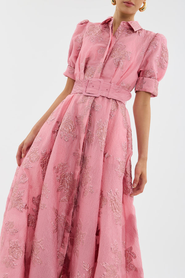 Aria · Vestido Corto de Tafetán con Mangas Abullonadas