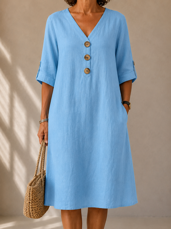 Marie · Vestido con Botones y Mangas Ajustables