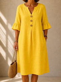Charlotte · Vestido con Botones y Pliegue Hueco
