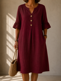 Brigitte · Vestido con Botones y Mangas de Volante