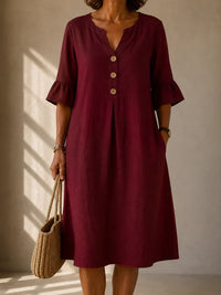 Charlotte · Vestido con Botones y Pliegue Hueco