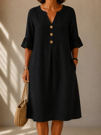Charlotte · Vestido con Botones y Pliegue Hueco