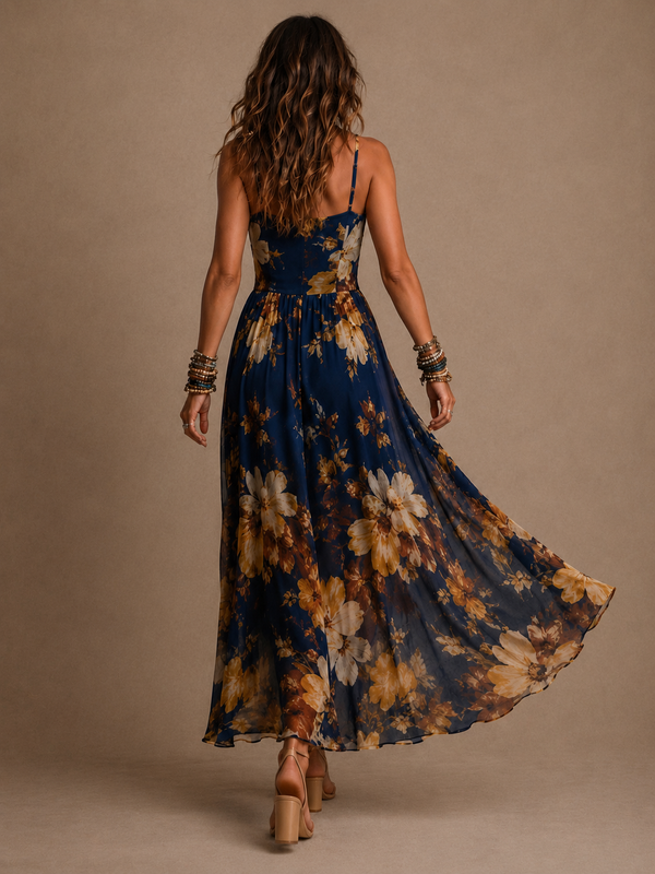 Rosine · Vestido Largo Floral de Tirantes Finos