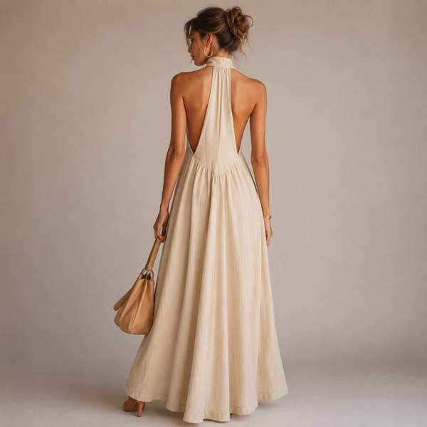Vestido Largo Amarillo Halter Solara