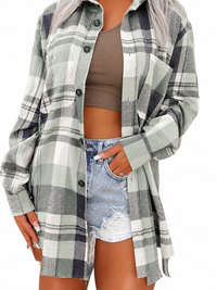 Leonor - Camisa de Verano con Estampado Vichy de Manga Larga