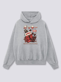 Estampado Frontal - Chocolate Pokii Sudadera con Capucha