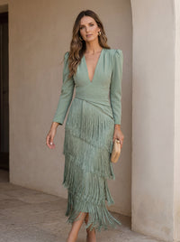 Robe Évasée en Franges Élégantes - Maison Claire et Sylvie