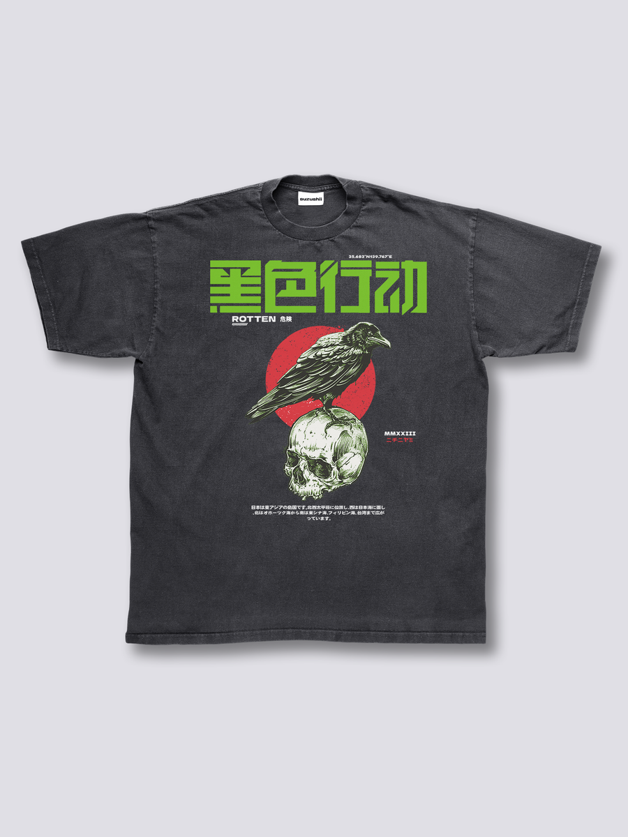 Estampado Frontal - Cuervo Oscuro Camiseta Vintage