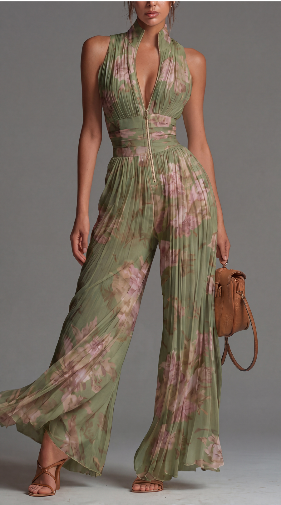 Mono de Gasa con Estampado Floral Plisado