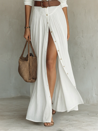 Vestido Largo con Cuello de Solapa y Manga Larga
