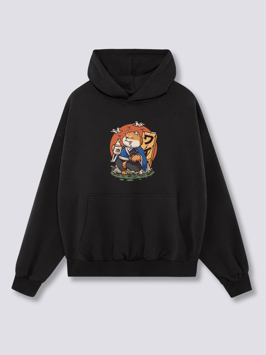 Estampado Frontal - Borracho Shiba Sudadera con Capucha