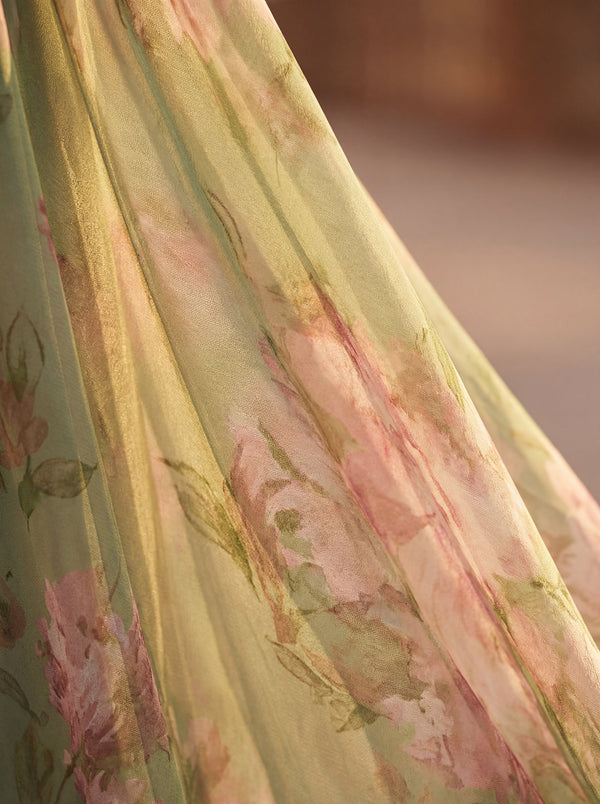 Olivia · Vestido de Tul con Cuello Halter y Estampado Floral