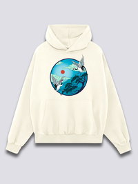 Estampado Frontal - Volador Grullas Sudadera con Capucha