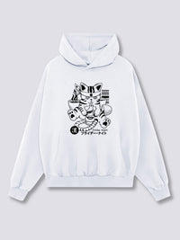 Estampado Frontal - Achispado Gato Sudadera con Capucha