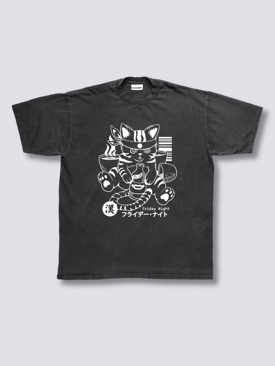 Estampado Frontal - Achispado Gato Camiseta Vintage