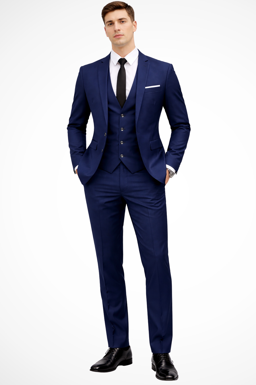 Dominic | Traje slim fit de tres piezas para hombre con solapa de muesca™