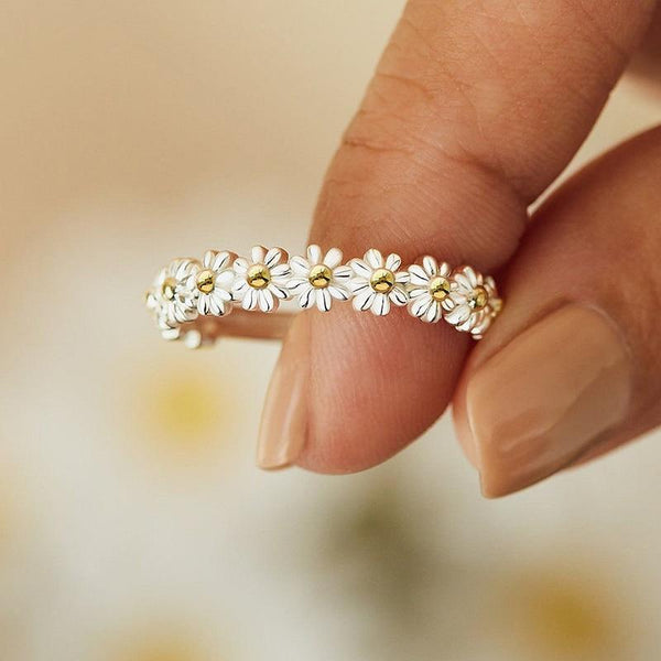 Margarita · Anillo Ajustable de Plata con Margarita