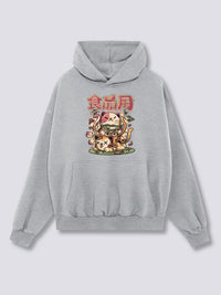 Estampado Frontal - Hambriento Neko Sudadera con Capucha