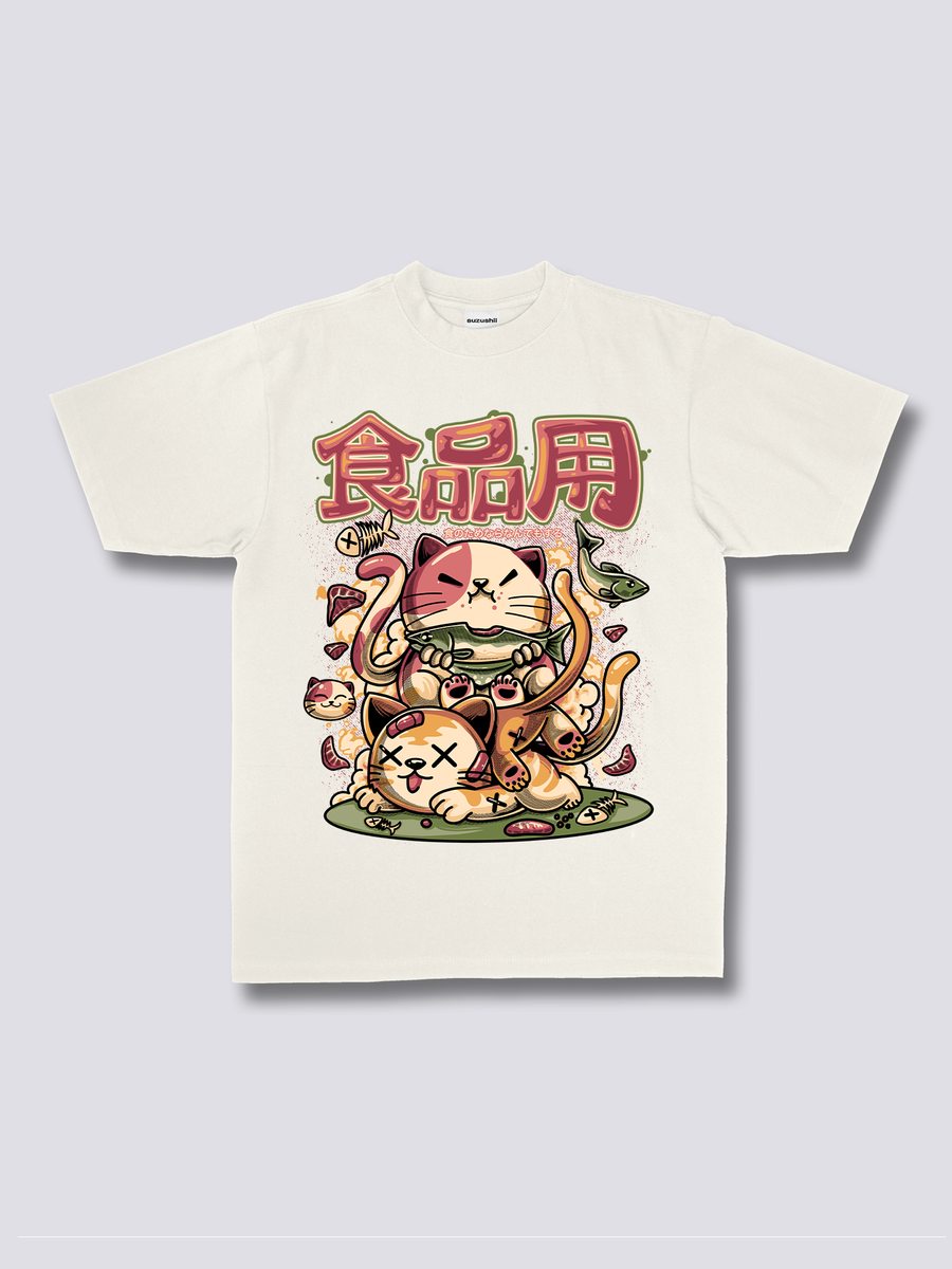 Estampado Frontal - Hambriento Neko Camiseta