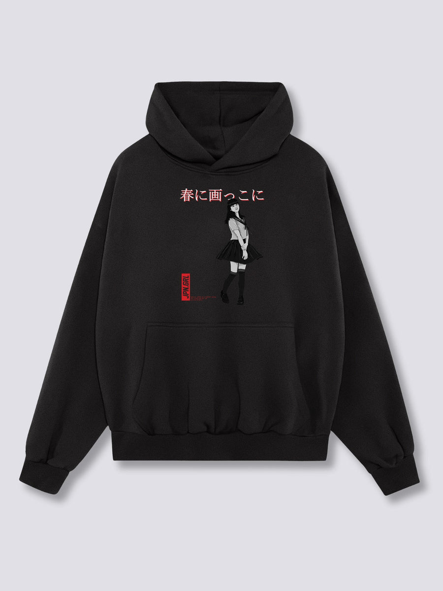Estampado Frontal - Japonés Chica Sudadera con Capucha