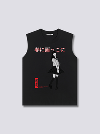 Estampado Frontal - Japonés Chica Camiseta sin Mangas