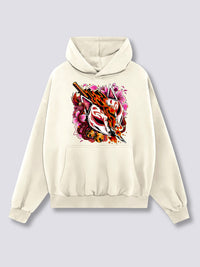 Estampado Frontal - Cazador Kitsune Sudadera con Capucha